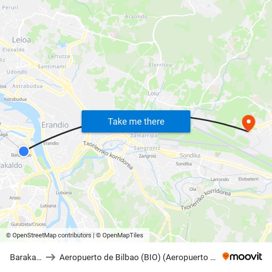 Barakaldo to Aeropuerto de Bilbao (BIO) (Aeropuerto de Bilbao) map
