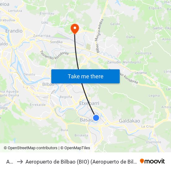 Ariz to Aeropuerto de Bilbao (BIO) (Aeropuerto de Bilbao) map