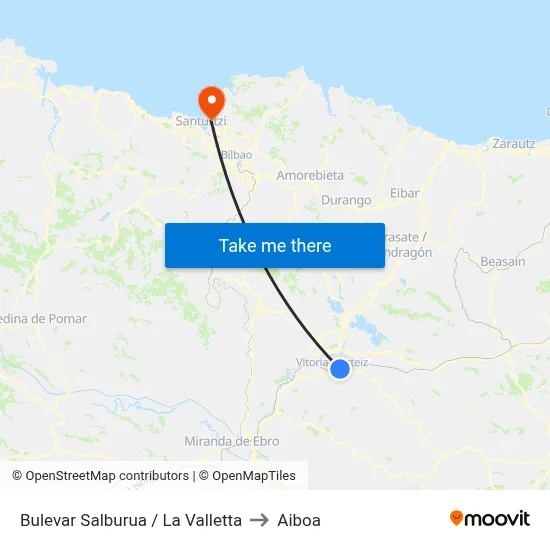 Bulevar Salburua / La Valletta to Aiboa map