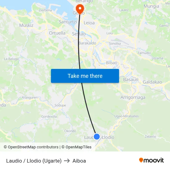 Laudio / Llodio (Ugarte) to Aiboa map