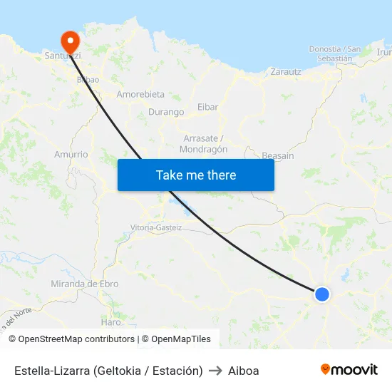 Estella-Lizarra (Geltokia / Estación) to Aiboa map