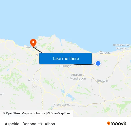 Azpeitia - Danona to Aiboa map