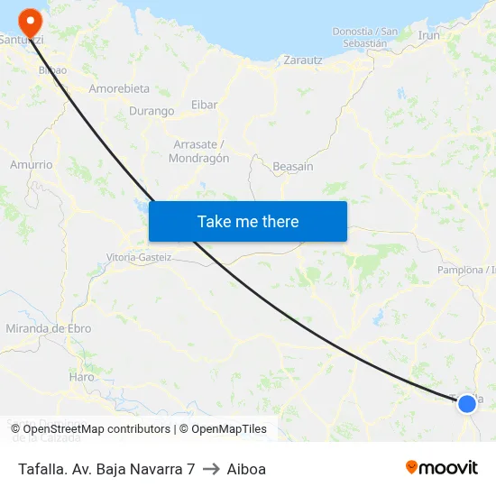 Tafalla. Av. Baja Navarra 7 to Aiboa map