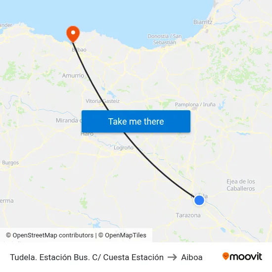 Tudela. Estación Bus. C/ Cuesta Estación to Aiboa map