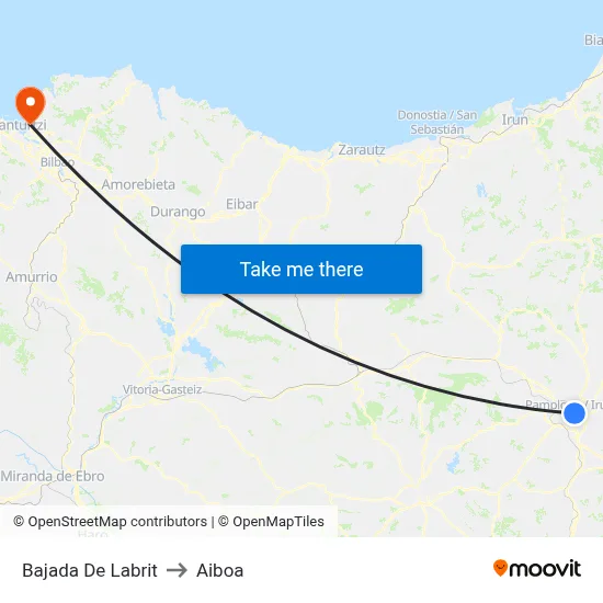 Bajada De Labrit to Aiboa map