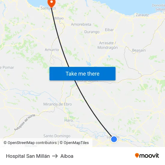 Hospital San Millán to Aiboa map