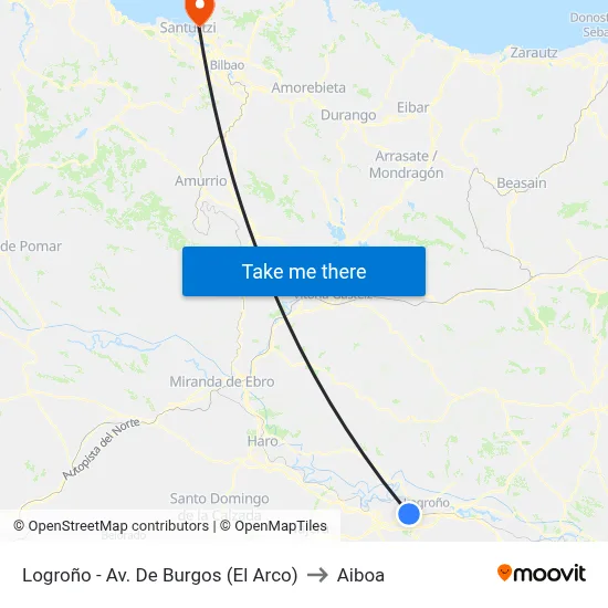 Logroño - Av. De Burgos (El Arco) to Aiboa map