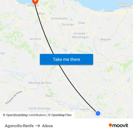 Agoncillo-Renfe to Aiboa map