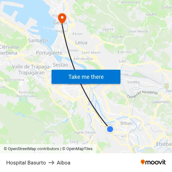 Hospital Basurto to Aiboa map