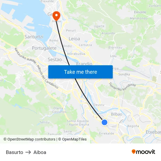 Basurto to Aiboa map