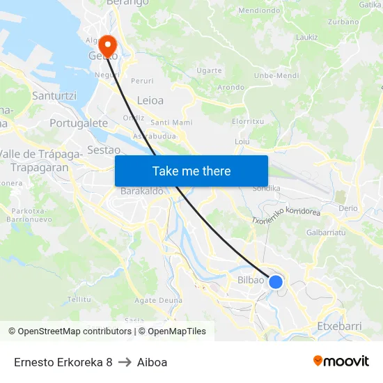 Ernesto Erkoreka 8 to Aiboa map