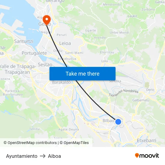 Ayuntamiento to Aiboa map