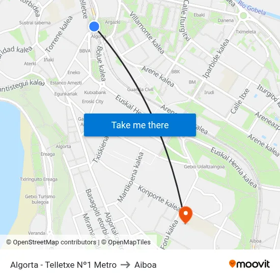 Algorta - Telletxe Nº1 Metro to Aiboa map