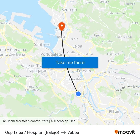 Ospitalea / Hospital (Balejo) to Aiboa map