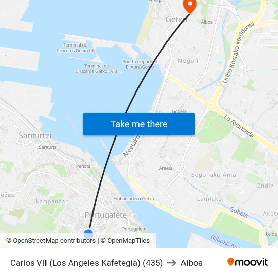 Carlos VII (Los Angeles Kafetegia) (435) to Aiboa map