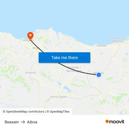 Beasain to Aiboa map