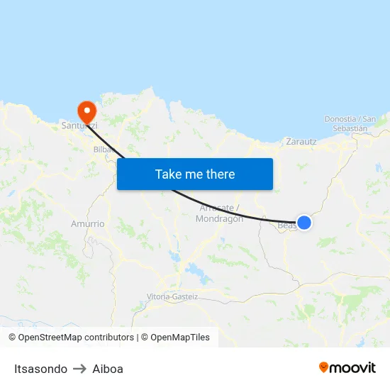 Itsasondo to Aiboa map
