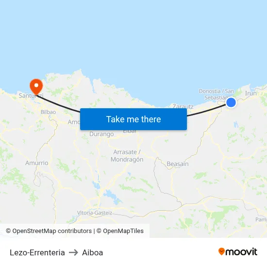 Lezo-Errenteria to Aiboa map