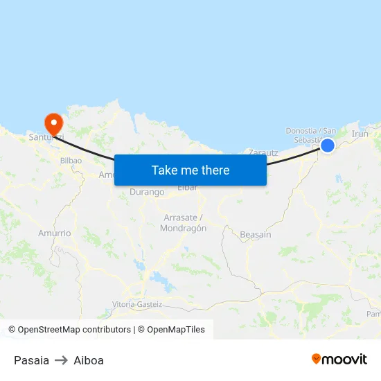 Pasaia to Aiboa map