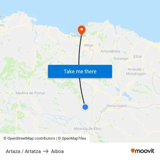 Artaza / Artatza to Aiboa map