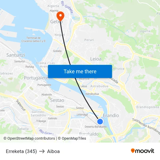 Erreketa (345) to Aiboa map