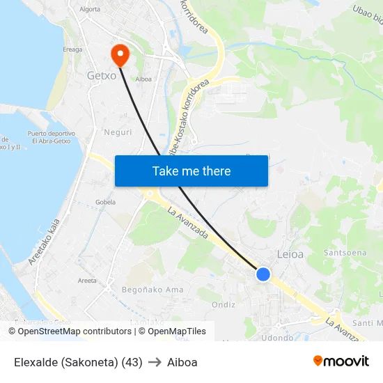 Elexalde (Sakoneta) (43) to Aiboa map