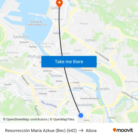 Resurrección María Azkue (Bec) (642) to Aiboa map