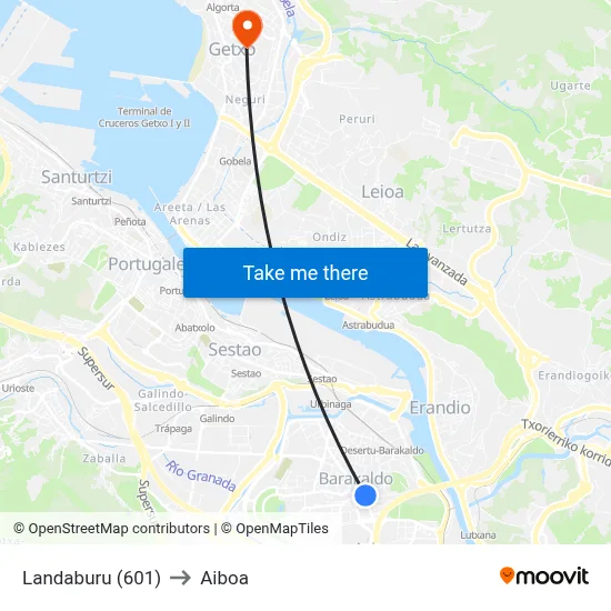 Landaburu (601) to Aiboa map