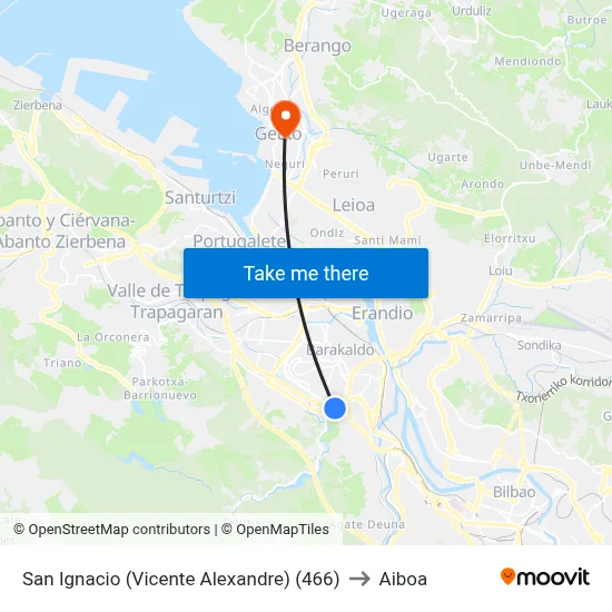San Ignacio (Vicente Alexandre) (466) to Aiboa map