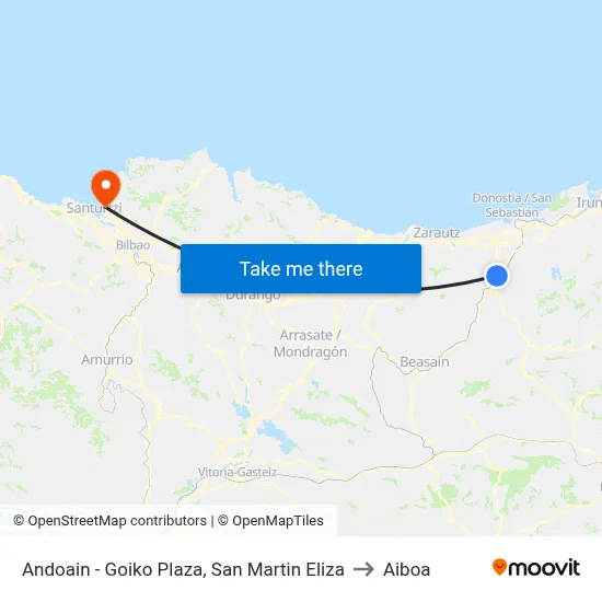 Andoain - Goiko Plaza, San Martin Eliza to Aiboa map