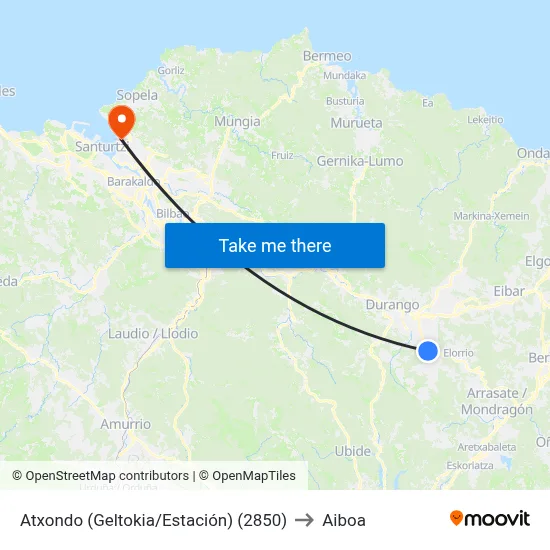 Atxondo (Geltokia/Estación) (2850) to Aiboa map