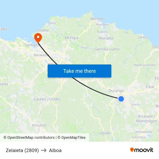 Zelaieta (2809) to Aiboa map