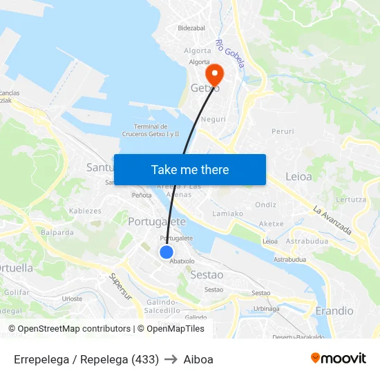Errepelega / Repelega (433) to Aiboa map