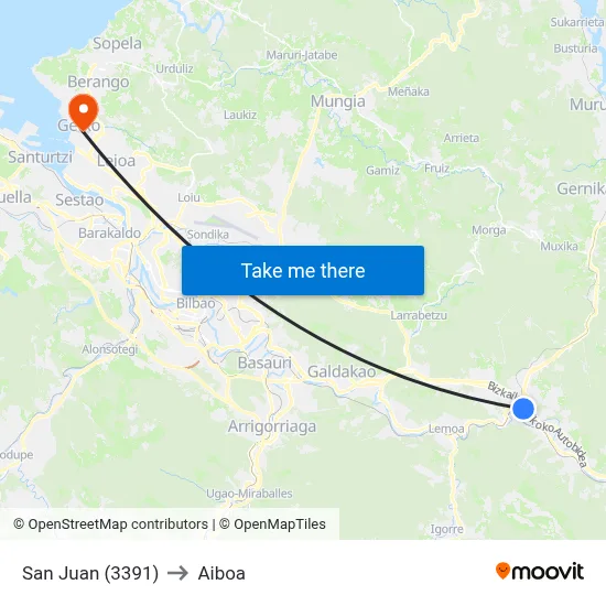 San Juan (3391) to Aiboa map