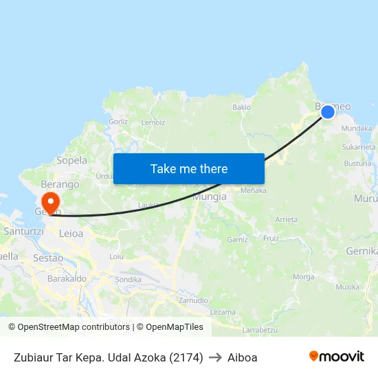 Zubiaur Tar Kepa. Udal Azoka (2174) to Aiboa map