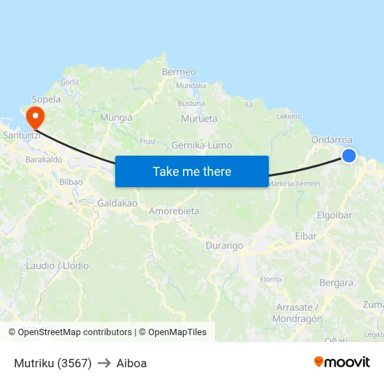 Mutriku (3567) to Aiboa map