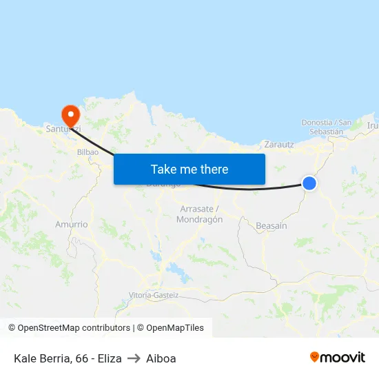 Kale Berria, 66 - Eliza to Aiboa map