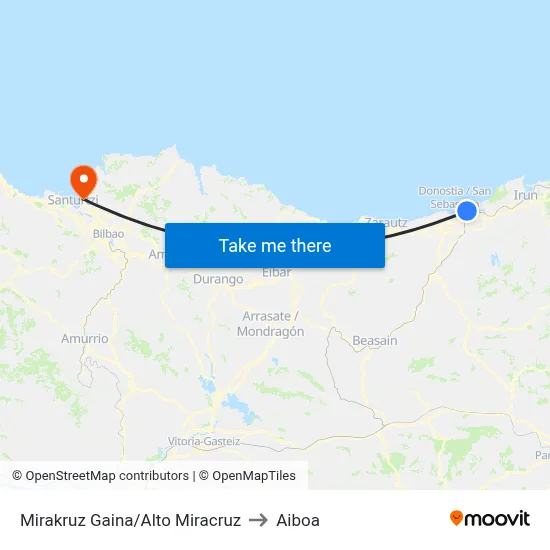 Mirakruz Gaina/Alto Miracruz to Aiboa map