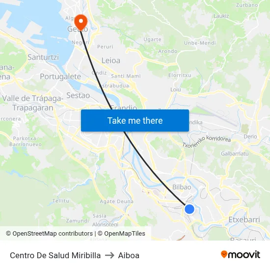 Centro De Salud Miribilla to Aiboa map