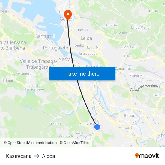 Kastrexana to Aiboa map
