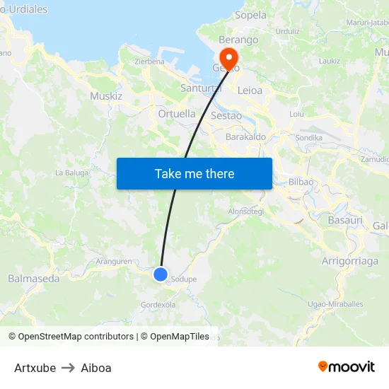 Artxube to Aiboa map