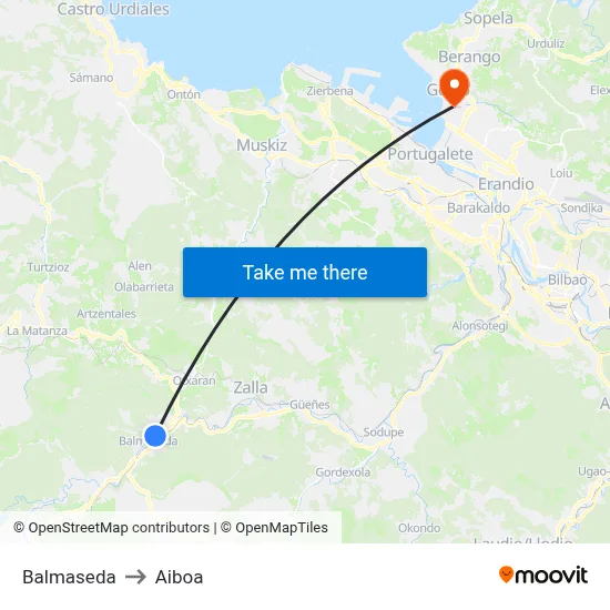 Balmaseda to Aiboa map