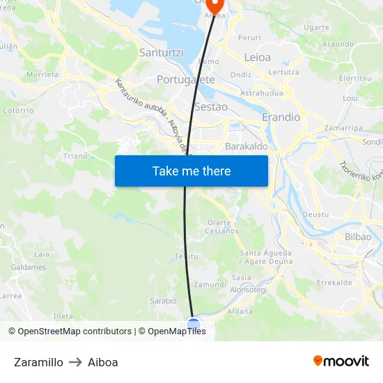 Zaramillo to Aiboa map