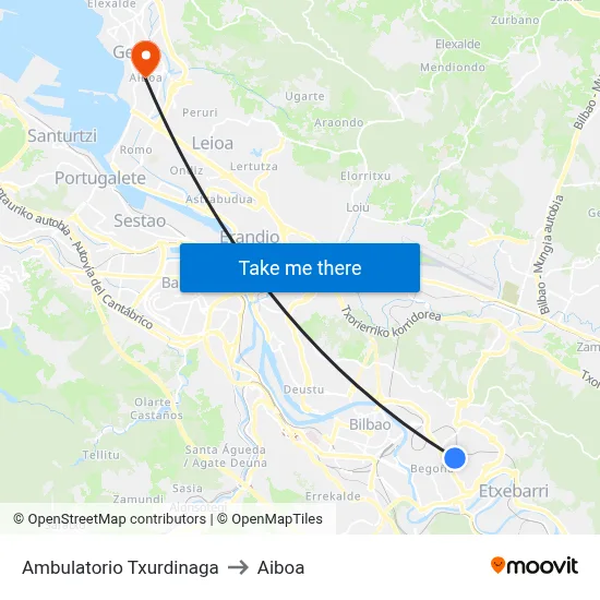 Ambulatorio Txurdinaga to Aiboa map