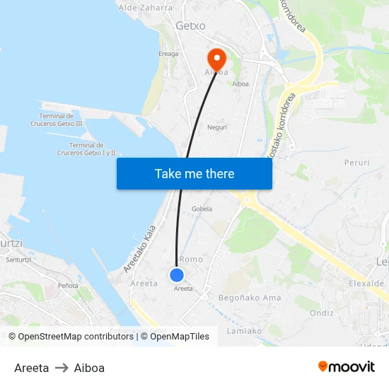 Areeta to Aiboa map