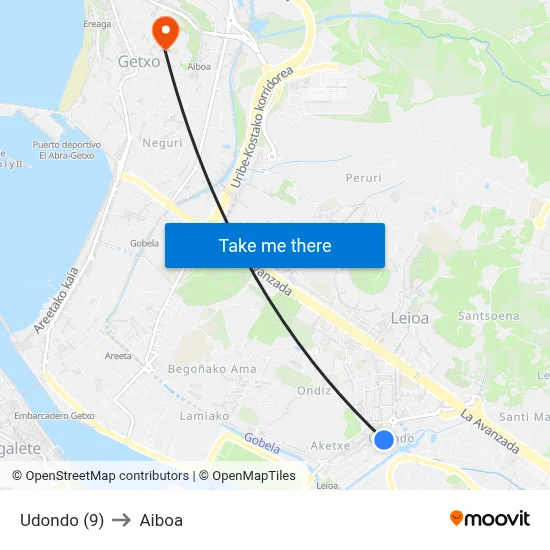 Udondo (9) to Aiboa map
