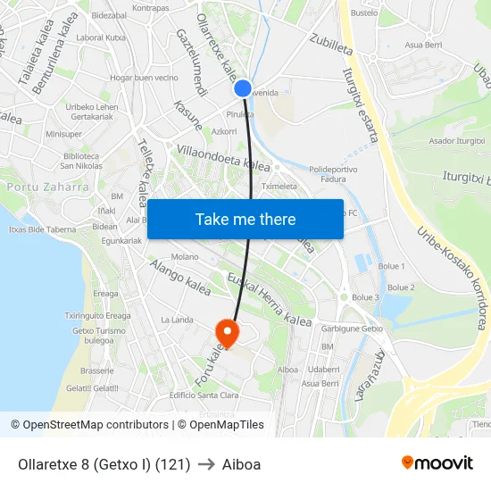 Ollaretxe 8 (Getxo I) (121) to Aiboa map