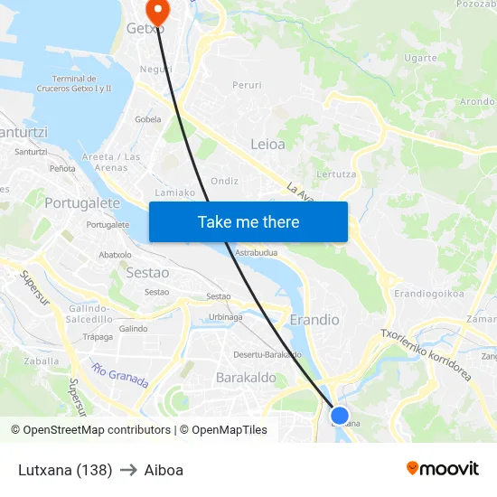 Lutxana (138) to Aiboa map