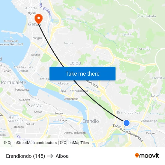 Erandiondo (145) to Aiboa map