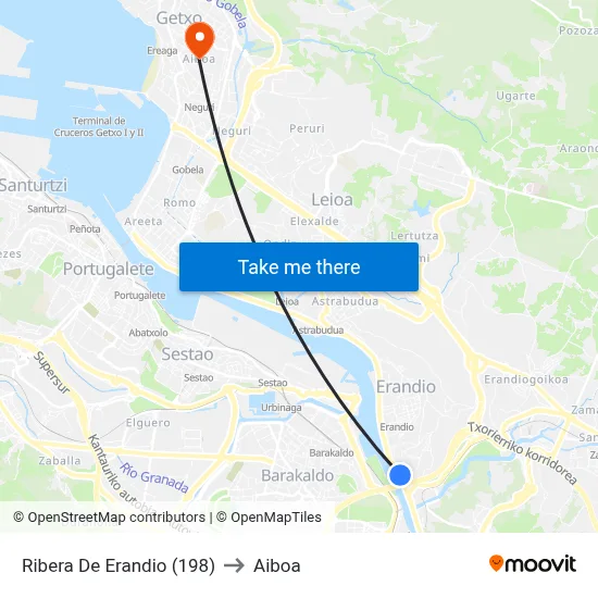Ribera De Erandio (198) to Aiboa map